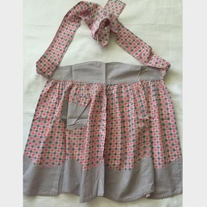 Vintage 1950's Grey & Burnt Orange Half Apron